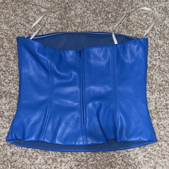 New Lovers and Friends Kya Faux Leather Top in Royal Blue size XS - Picture 8 of 9
